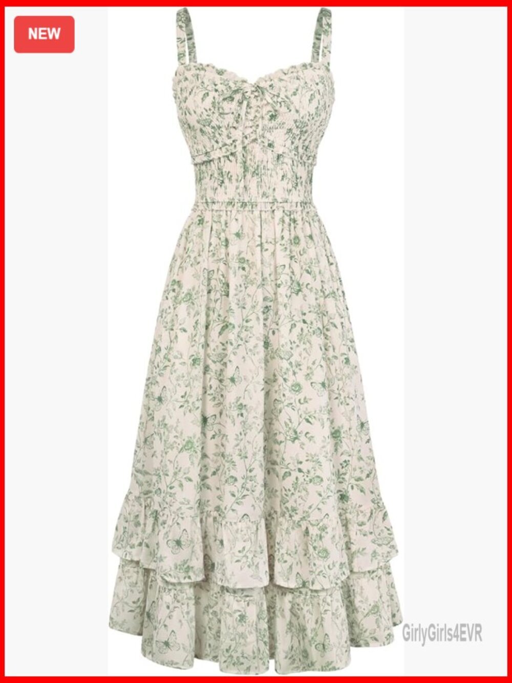 Floral Smocked A-Line Sundress with Pockets Midi Dress